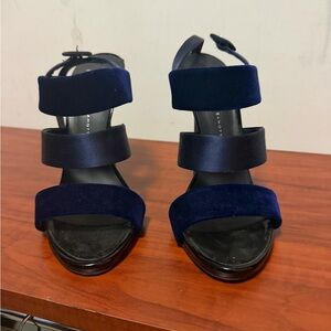 Giuseppe Zanotti Navy Velvet Sandals